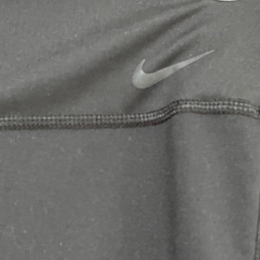 NIKE Dri-Fit Womens M Black Just Do It Logo Gold Leggings Jogger Gold Accent EUC - Picture 4 of 6
